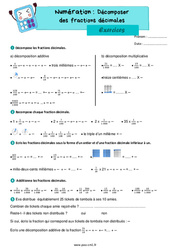 Décomposer des fractions décimales – Exercices de numération pour le cm1 - Cycle 3 - PDF à imprimer