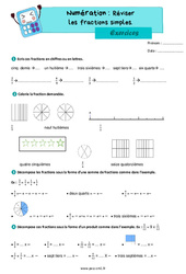 Les fractions simples (révision) – Exercices de numération pour le cm1 - Cycle 3 - PDF à imprimer