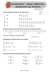 Utiliser différentes désignations des fractions - Exercices pour le Cm1 / Cm2 - Cycle 3 - PDF à imprimer