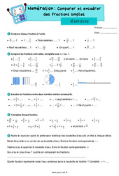 Comparer et encadrer des fractions simples – Exercices de numération pour le cm1 - Cycle 3 - PDF à imprimer